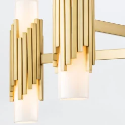 Elstead Kronleuchter Metall Glas E14 B: 106,7 cm in Messing antik Weiß< Hängelampen|Wohnzimmerlampen