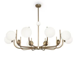 Maytoni Kronleuchter Metall Glas B: 116 cm in Messing Weiß E14< Deckenleuchten|Esszimmer Lampen