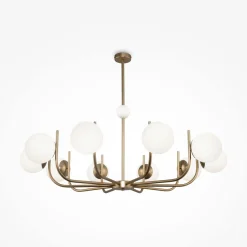 Maytoni Kronleuchter Metall Glas B: 116 cm in Messing Weiß E14< Deckenleuchten|Esszimmer Lampen