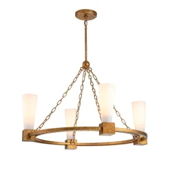 Elstead Kronleuchter Metall Glas 83,8 cm breit H: max. 205,7 cm Ring< Hängelampen|Wohnzimmerlampen