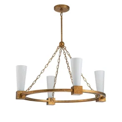 Elstead Kronleuchter Metall Glas 83,8 cm breit H: max. 205,7 cm Ring< Hängelampen|Wohnzimmerlampen