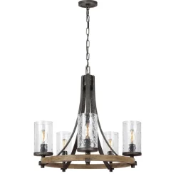 Hängelampen|Esszimmer Lampen*Elstead Kronleuchter Metall Glas D: 61 cm rund Rustikal