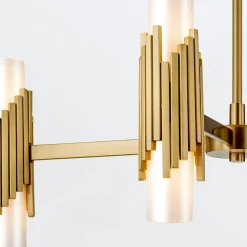 Wohnzimmerlampen|Esszimmer Lampen*Elstead Kronleuchter Metall Glas 83,8 cm breit Modern verstellbar