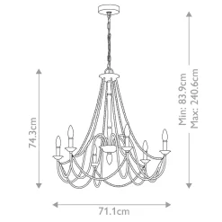 Elstead Kronleuchter Metall Holzperlen 71,1 cm breit Shabby Grau antik< Hängelampen|Schlafzimmer Lampen