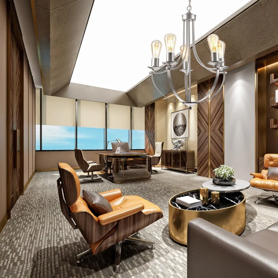 Bürolampen|Rustikale Lampen*Lamkur Kronleuchter Metall in Silber 5-flammig E27 Ø 45 cm Rustikal