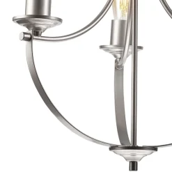 Bürolampen|Rustikale Lampen*Lamkur Kronleuchter Metall Rustikal Ø 42 cm 3-armig E27 in Silber