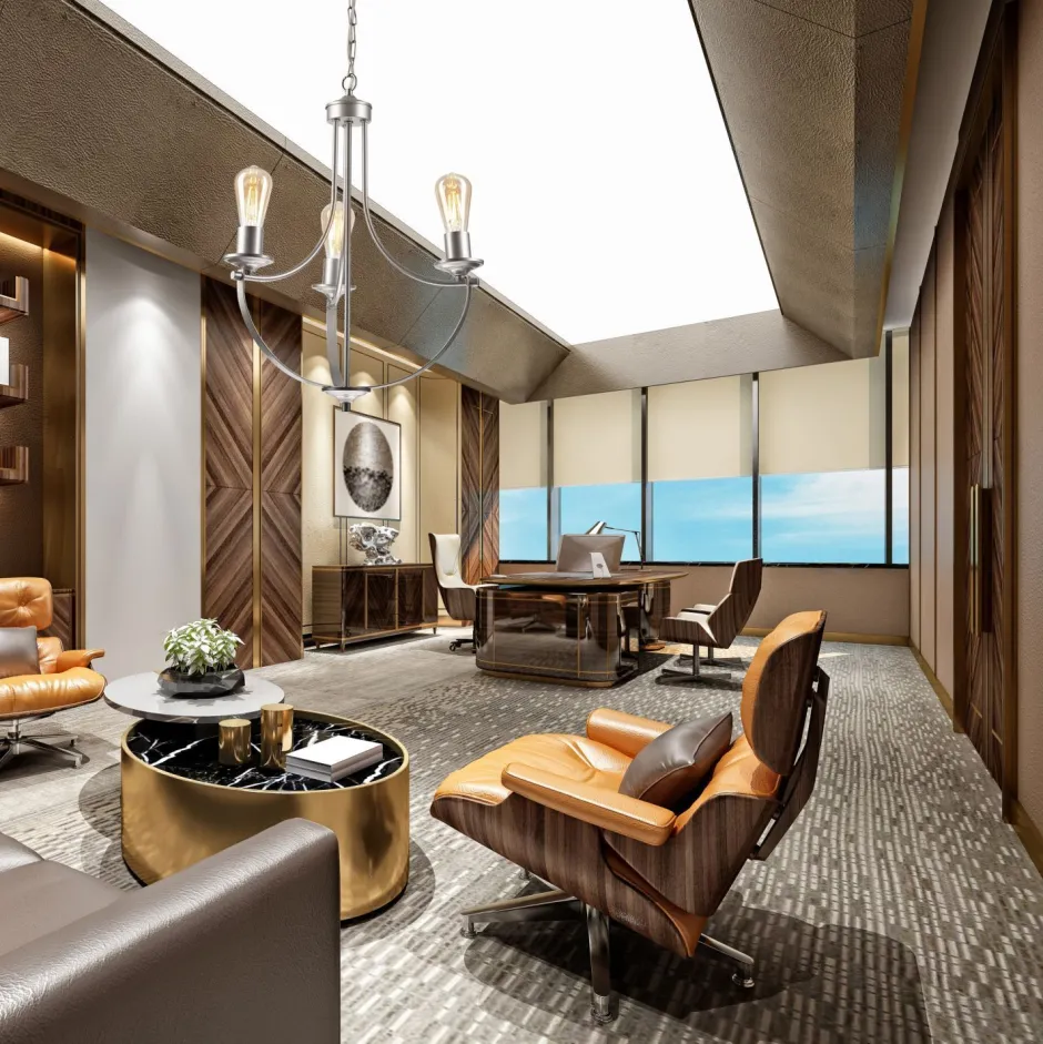 Bürolampen|Rustikale Lampen*Lamkur Kronleuchter Metall Rustikal Ø 42 cm 3-armig E27 in Silber