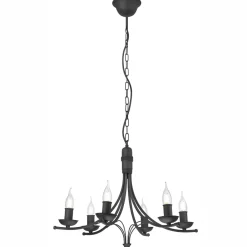 Hängelampen|Kronleuchter*Lamkur Kronleuchter Metall Rustikal 6-armig E14 Schwarz
