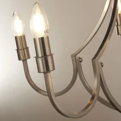 Hängelampen|Esszimmer Lampen*Searchlight Kronleuchter Metall Rustikal Ø 65 cm in Silber 5-armig E14