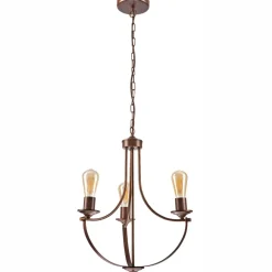 Lamkur Kronleuchter Metall Rustikal Ø 42 cm 3-armig E27 Braun< Bürolampen|Rustikale Lampen