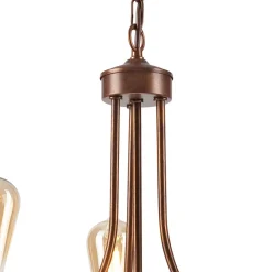 Lamkur Kronleuchter Metall Rustikal Ø 42 cm 3-armig E27 Braun< Bürolampen|Rustikale Lampen