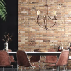 Lamkur Kronleuchter Metall Rustikal Ø 42 cm 3-armig E27 Braun< Bürolampen|Rustikale Lampen