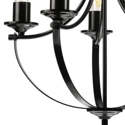 Bürolampen|Rustikale Lampen*Lamkur Kronleuchter Metall Schwarz Ø 45 cm 3-flammig E27 Rustikal