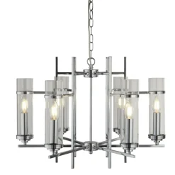 Searchlight Kronleuchter mit Schirm Ø 59,5 cm Glas Metall 6x E14 Modern< Hängelampen|Esszimmer Lampen