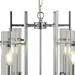 Searchlight Kronleuchter mit Schirm Ø 59,5 cm Glas Metall 6x E14 Modern< Hängelampen|Esszimmer Lampen