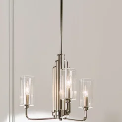 Hängelampen|Esszimmer Lampen*Elstead Kronleuchter mit Schirm Ø 45, 9cm Jugendstil Metall Glas