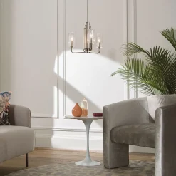 Hängelampen|Esszimmer Lampen*Elstead Kronleuchter mit Schirm Ø 45, 9cm Jugendstil Metall Glas