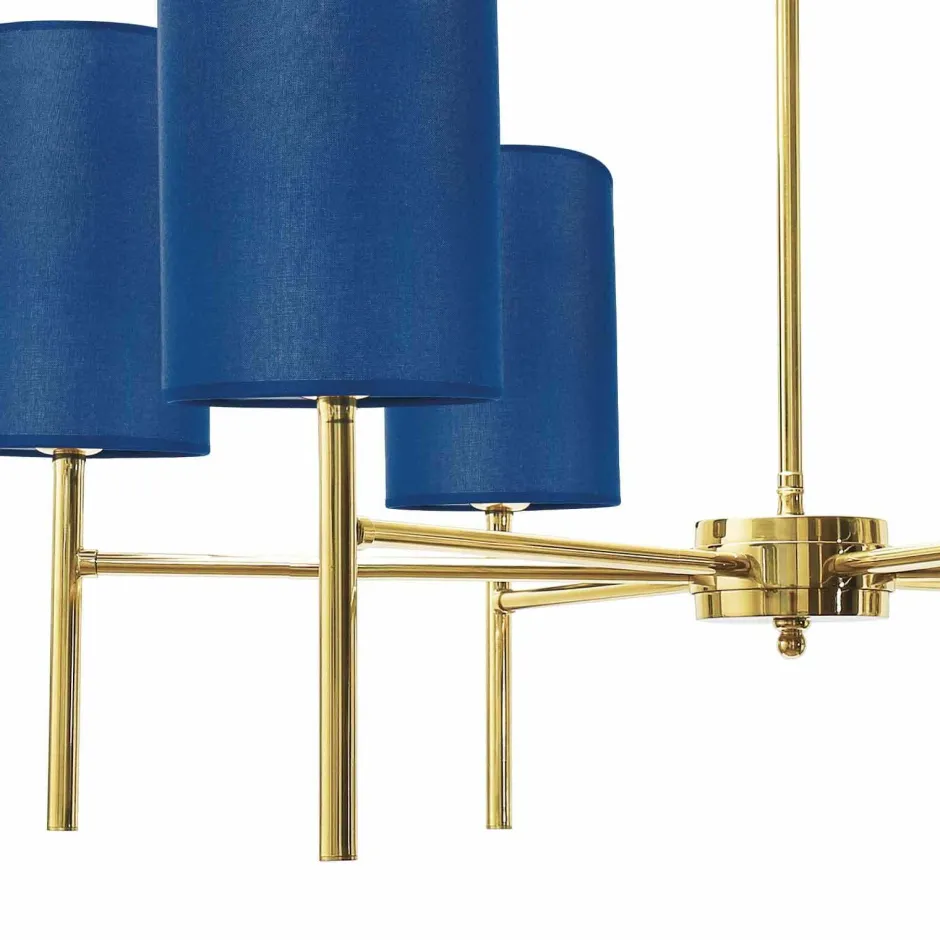 Giovanni Battista Kronleuchter mit Schirm Ø 88 cm Messing Stoff SOFIS< Deckenleuchten|Wandleuchten