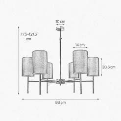 Giovanni Battista Kronleuchter mit Schirm Ø 88 cm Messing Stoff SOFIS< Deckenleuchten|Wandleuchten