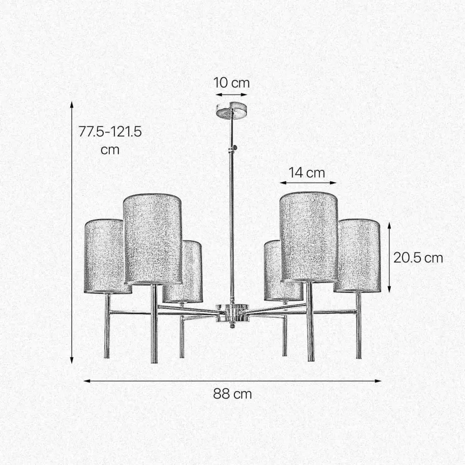 Giovanni Battista Kronleuchter mit Schirm Ø 88 cm Messing Stoff SOFIS< Deckenleuchten|Wandleuchten