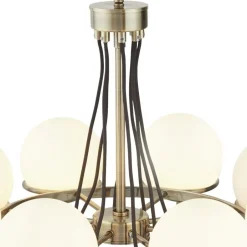 Hängelampen|Esszimmer Lampen*Searchlight Kronleuchter mit Schirm Ø 75 cm Kugel rund in Messing antik