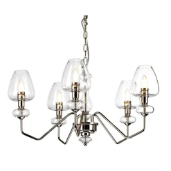 Elstead Kronleuchter mit Schirm 3-armig in Nickel Metall Glas< Glaslampen|Kronleuchter