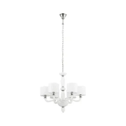 Hängelampen|Schlafzimmer Lampen*Nowodvorski Kronleuchter mit Schirm 6-flammig E14 Chrom Weiß