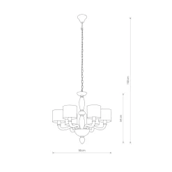 Hängelampen|Schlafzimmer Lampen*Nowodvorski Kronleuchter mit Schirm 6-flammig E14 Chrom Weiß