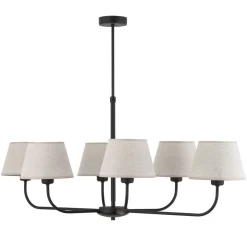 Deckenleuchten|Schlafzimmer Lampen*TK Lighting Kronleuchter mit Schirm groß 6-armig E27 100 cm lang