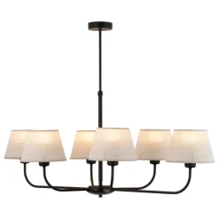 Deckenleuchten|Schlafzimmer Lampen*TK Lighting Kronleuchter mit Schirm groß 6-armig E27 100 cm lang