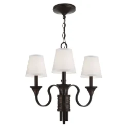 Stofflampen|Wohnzimmerlampen*Elstead Kronleuchter mit Schirm in Bronze antik Weiß MINORU