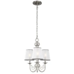 Wohnzimmerlampen|Esszimmer Lampen*Elstead Kronleuchter mit Schirm in Weiß Edelstahl Esszimmer