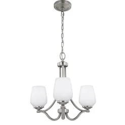 Elstead Kronleuchter mit Schirm Weiß Nickel E27 Glas Metall< Hängelampen|Esszimmer Lampen