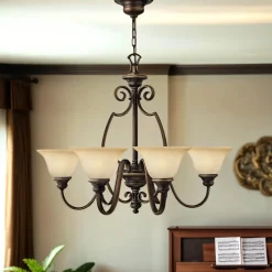 Elstead Kronleuchter mit Schirmchen Landhaus Esszimmer< Glaslampen|Designerlampen