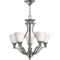 Hängelampen|Moderne Lampen*Elstead Kronleuchter modern Esszimmer in Nickel Weiß Glas Schirm