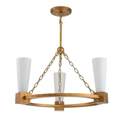 Hängelampen|Wohnzimmerlampen*Elstead Kronleuchter Ring Metall Glas B: 66 cm H: max. 188 cm 3x E27