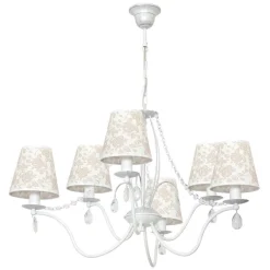 Hängelampen|Bürolampen*Luminex Kronleuchter romantisch Blumenmuster Stoffschirm