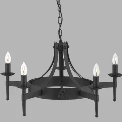 Searchlight Kronleuchter rund Ø 67 cm Schmiedeeisen massiv 5x E14< Hängelampen|Esszimmer Lampen