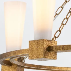 Hängelampen|Wohnzimmerlampen*Elstead Kronleuchter rund D: 106 cm E27 Metall Glas in Gold antik Weiß