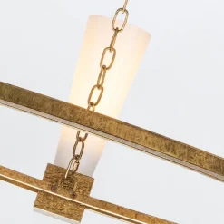 Hängelampen|Wohnzimmerlampen*Elstead Kronleuchter rund D: 106 cm E27 Metall Glas in Gold antik Weiß