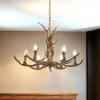 Hängelampen|Wohnzimmerlampen*Searchlight Kronleuchter Rustikal aus Resin künstliches Geweih Ø 80 cm