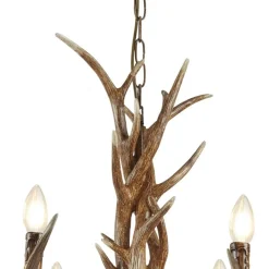 Hängelampen|Wohnzimmerlampen*Searchlight Kronleuchter Rustikal aus Resin künstliches Geweih Ø 80 cm