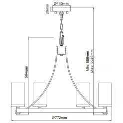 Elstead Kronleuchter Rustikal Glas Metall E27 D: 77,2 cm rund< Hängelampen|Esszimmer Lampen