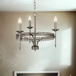 Hängelampen|Rustikale Lampen*Elstead Kronleuchter rustikal in Eisen antik Ø56cm rund