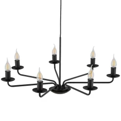 TK Lighting Kronleuchter Rustikal Metall Schwarz 7-flammig E27< Kronleuchter|Wohnzimmerlampen