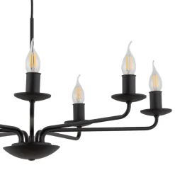 TK Lighting Kronleuchter Rustikal Metall Schwarz 7-flammig E27< Kronleuchter|Wohnzimmerlampen