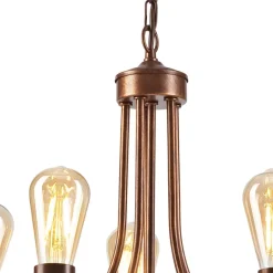 Lamkur Kronleuchter Rustikal Metall Ø 45 cm 5-flammig E27 Braun< Bürolampen|Rustikale Lampen