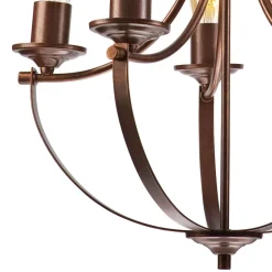 Lamkur Kronleuchter Rustikal Metall Ø 45 cm 5-flammig E27 Braun< Bürolampen|Rustikale Lampen