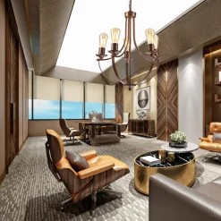 Lamkur Kronleuchter Rustikal Metall Ø 45 cm 5-flammig E27 Braun< Bürolampen|Rustikale Lampen