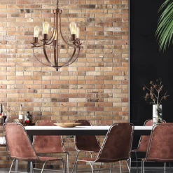 Lamkur Kronleuchter Rustikal Metall Ø 45 cm 5-flammig E27 Braun< Bürolampen|Rustikale Lampen